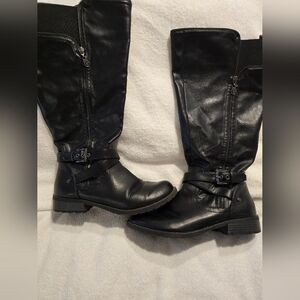 Black Leather Wide Calf Boots